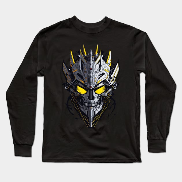 Mecha Skull S02 D35 Long Sleeve T-Shirt by Houerd